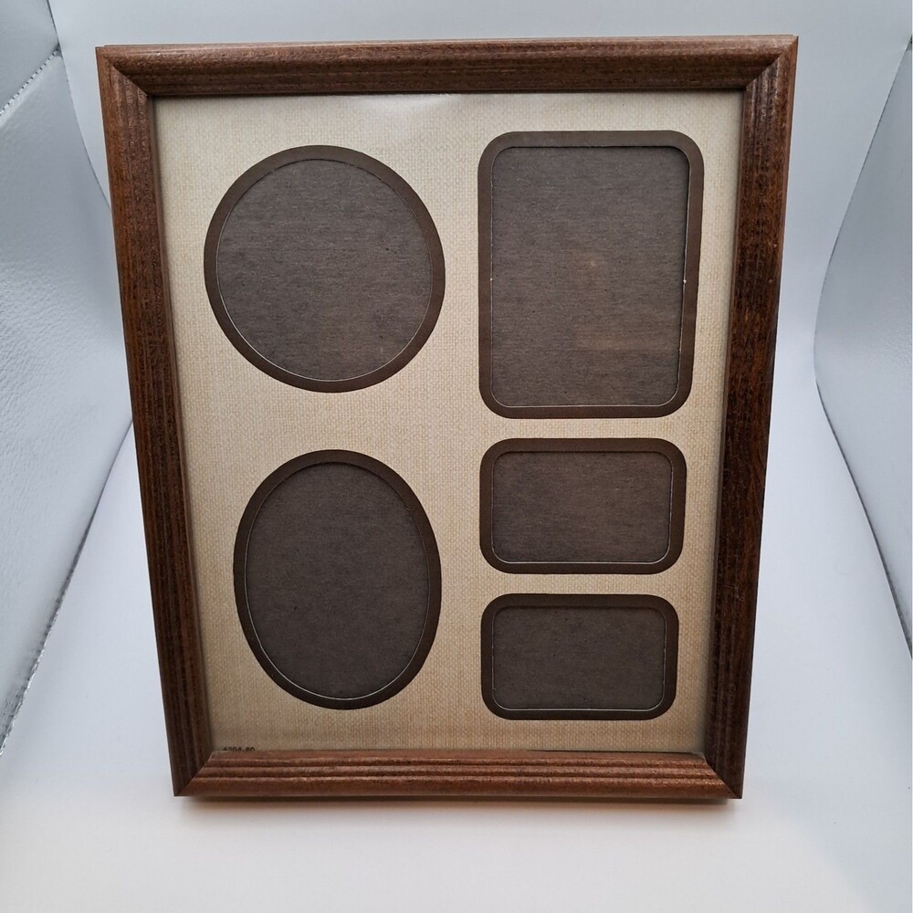 Collage Wood Frame 5 Openings 8.75x9.75 OD Vtg